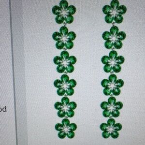 Eye Candy Green Floral Earrings long sparkly pretty
NEW